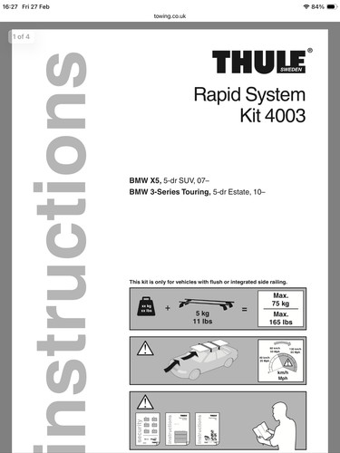 Thule fitting kit 4003 bmw - fitting,