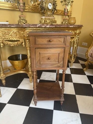 French marble bedside table - bedside,