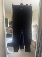 Zara Black Leggings With Gold Embellishment Down Side. Size L