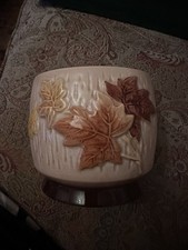 Vintage Sylvac 4002 Ceramic Embossed Autumm Leaves Planter -c1950 - 12cms Tall
