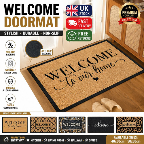 Non slip door mat natural - door, coir