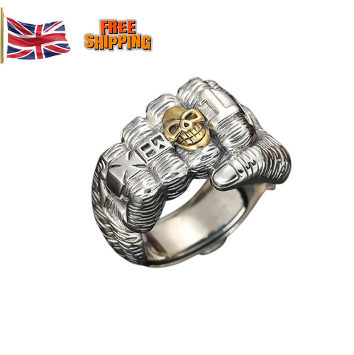 Gold skull fist ring men - gold,