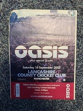 OASIS CONCERT TICKET STUB  LANCS CRICKET CLUB MANCHESTER SAT 14TH SEPTEMBER 2002