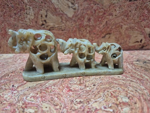 Elephants soap stone - elephants, carving