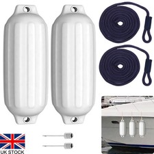 2X Boat Fenders 14x50cm G1 Ribbed Twin Eyes Boat Fenders Inflatable Boat Bumper