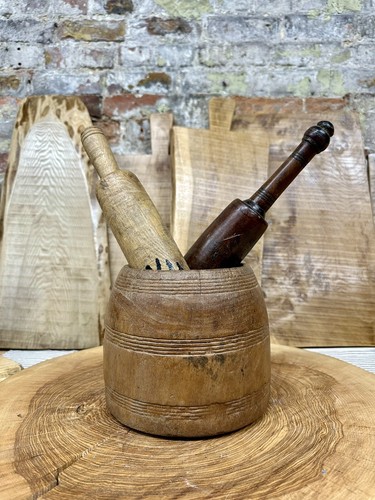 Wooden vintage herb plant - wooden, pot