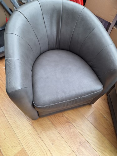 Natuzzi grey leather swivel - natuzzi,