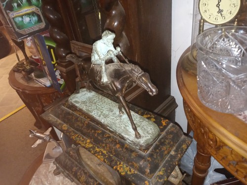 Horse jockey bronze - horse,