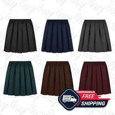 Girls Box Skirt School Uniform Pleated Round Elasticated Waist Back to School UK