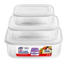 Food Storage Containers Set X3 Easy Close Lid Dishwasher Safe Size 3L, 2L & 1L