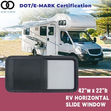 42"W x 22"H For RV Camper Window w/Black Trim Ring w/Lock Horizontal Sliding