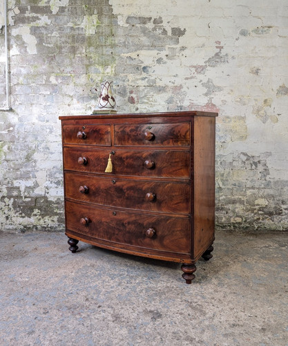 Antique bow front chest - antique,