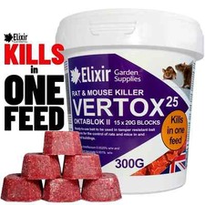Vertox Max Strength Rat & Mouse Poison/Killer Wax Bait Blocks | Kill in One Feed