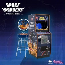 OFFICIAL TAITO SPACE INVADERS Quarter Size Arcade Cabinet + Stool