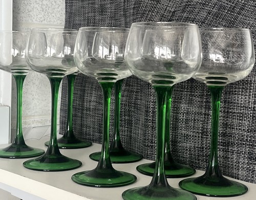 Green stemmed wine glasses - stemmed,