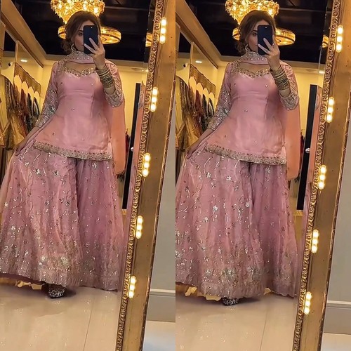 Falcon pink punjabi - pink, sharara