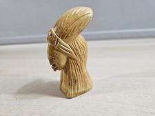 Native American Indian Head Figurine Light Brown Resin - Tourist Souvenir
