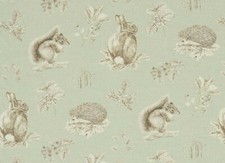 SANDERSON CURTAIN FABRIC DESIGN Squirrel & Hedgehog 2.7 METRE SEASPRAY/CHARCOAL 