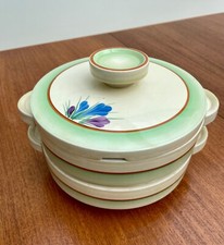CLARICE CLIFF NEWPORT POTTERY REG. 748856 TUREEN c1930. VINTAGE ART DECO. CROCUS