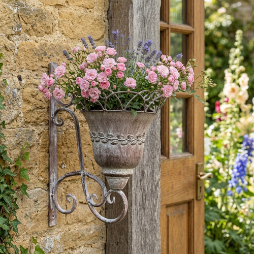 Vintage metal wall planter - wall,