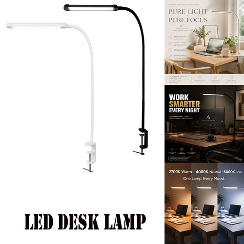 Led desk lamp with clamp - with,
