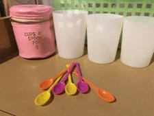 Vtg Barbie Pink Cups Spoons