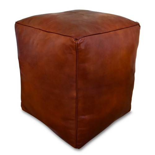 Square moroccan leather pouf - square,