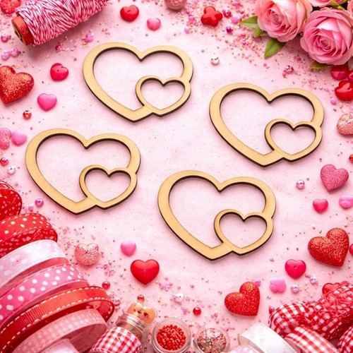 Double heart wooden - wooden, blank