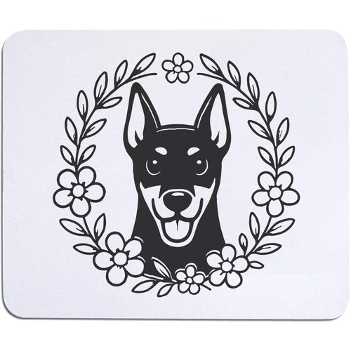 Doberman floral wreath mouse - floral,