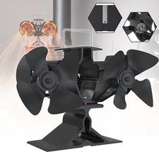 Kaminofen Ventilator 8-Flügel Doppelkopf Stromloser Stove Fan Ofenventilator Neu
