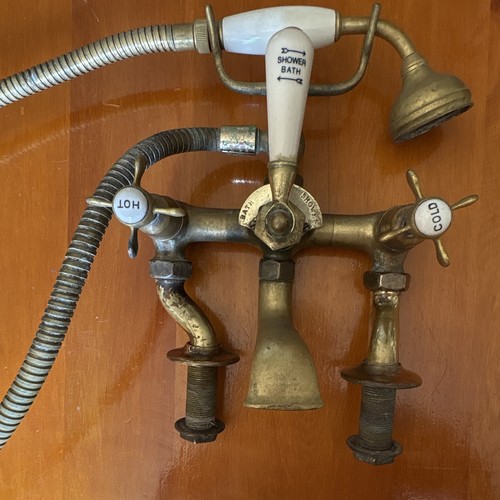 Antique brass bath shower - bath,