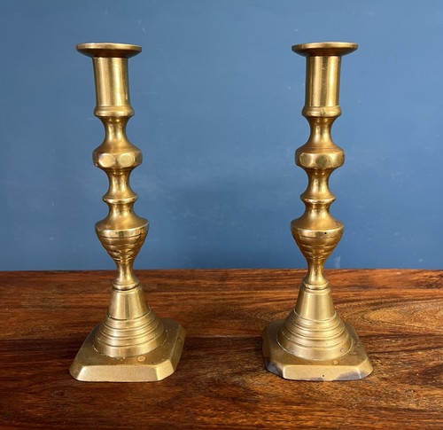 Pair antique brass beehive - pair,
