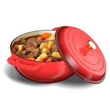6QT Cast Iron Cooking Pot Red High Temperature Resistant 280℃ Enamel Pot UK