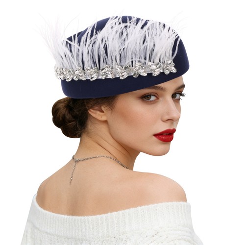 Feather beret cap women - feather,