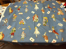 1.2m Vintage 1992 Jane Churchill ALICE in WONDERLAND Fabric - 137cm Wide Blue