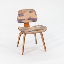 1947 Rare Eames Evans Herman Miller DCW Dining Chair in Calico Ash with Fabric
