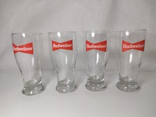 Vintage Budweiser Pint Glasses X4 Drink Beer Kitchen Home Pub Bar