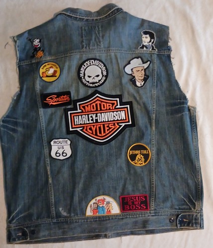 Custom denim biker hippy vest - denim,