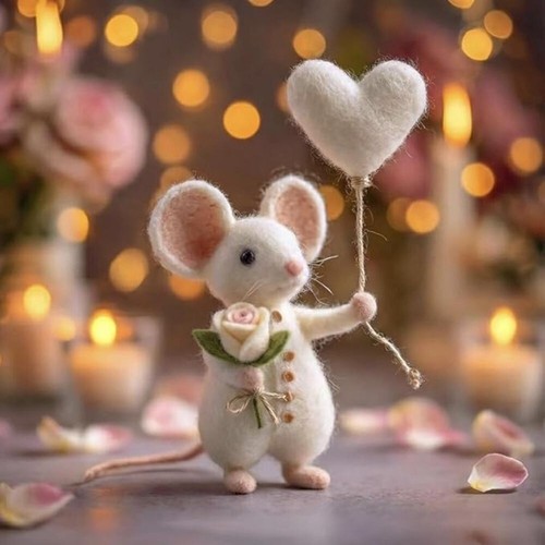 Wool felt mouse ornament - felt,