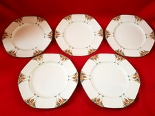 Art Deco - ALFRED MEAKIN : Set x 5 Marigold Lunch Plates : 9" dia Princess Shape