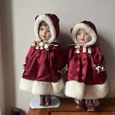 2 The Knightsbridge Collection Porcelain Dolls Winter Outfit Faux Fur Trim 30cm