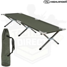 HIGHLANDER ALUMINIUM FOLDING CAMPING BED | BRITISH ARMY STYLE GREEN CAMP COT