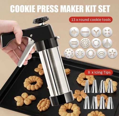 Stainless steel cookie press - steel,
