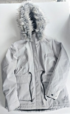 Primark  Light Grey Hooded Parka Coat Size M 12/14 NEW