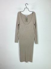 H&M Beige Plain Midi Bodycon