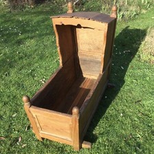 Antique Cot Cradle Crib Rocking Wooden pine