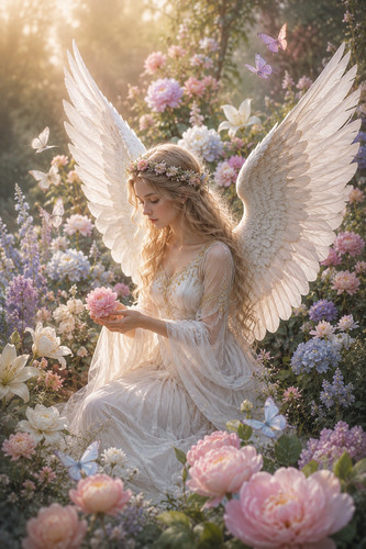 Angel garden fantasy - angel, celestial