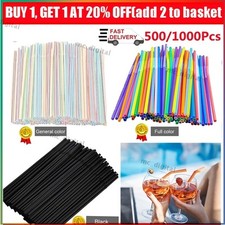 500X Straws Plastic Bendy Colourful Straws Birthday Wedding Summer Party Drink~