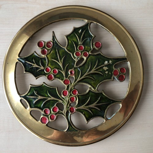 Vintage christmas holly - vintage, brass