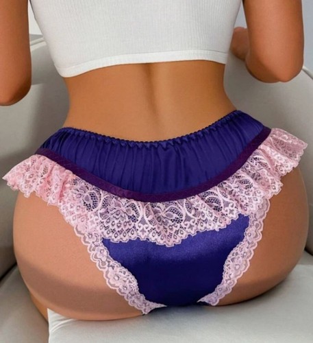 Satin lace frilly knickers - &,